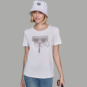 FINAL PRICE - EUC - Karl Lagerfeld - Karl Sequin Head White Tee